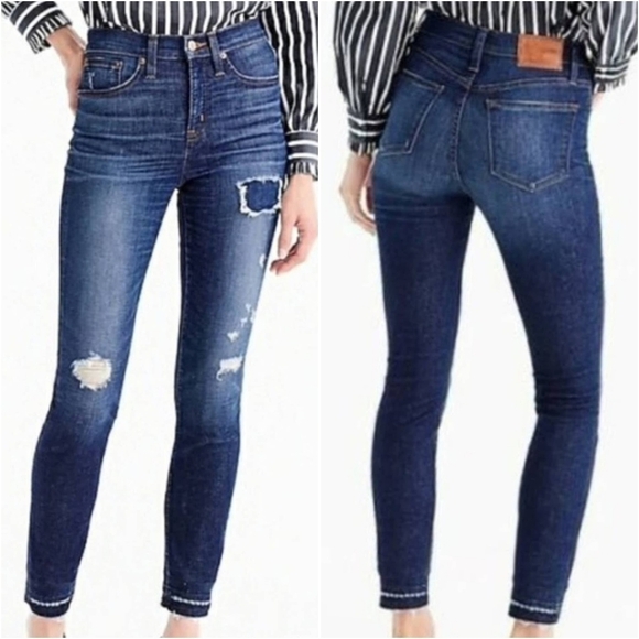 {27} J Crew Lookout High Rise Skinny Lassiter Distressed Jean Raw Hem - Picture 1 of 12